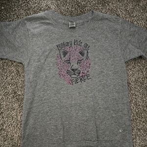 Gildan Gray Kids' T-Shirt with Fierce Leopard Design
